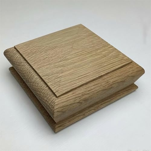 Oak Pyramid Newel Cap, 120x120x50mm, Recessed to Suit 90x90mm Full Stair Newel Post, Natural Wood Finish