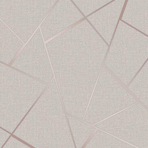 Fine Decor FD42282 - Papel pintado fractal de cuarzo, oro rosa (el color puede variar)