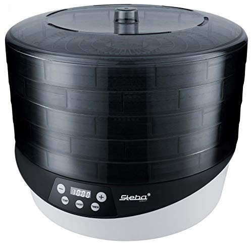 Steba Essiccatore elettronico ED 8, per asciugare e conservare frutta, verdura, erbe e molto altro ancora. Asciugatura uniforme e rapida grazie ai disidratanti rotanti a 360°, nero/bianco