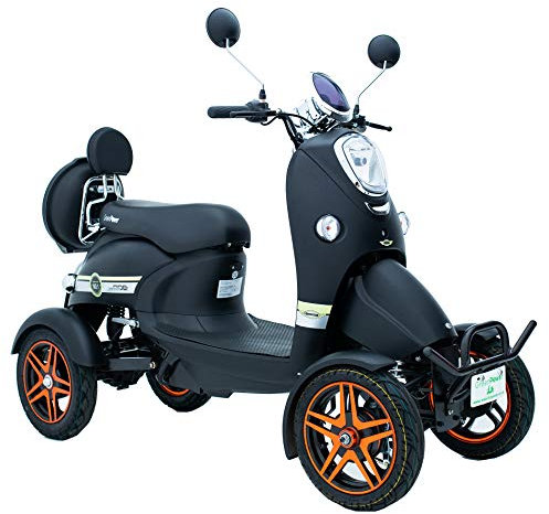 Matt Black Electric Mobility Scooter 4 Wheeled with Extra Accessories Package: Mobility Scooter Waterproof Cover, Phone Holder, Bottle Holder by Green Power MC4