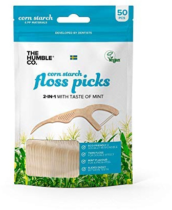 The Humble Co. Pflanzliche Zahnseidesticks | Frische Minze | Umweltfreundlich, Vegan, Zuckerfrei, von Zahnärzten empfohlen - Entfernt Plaque und Verleiht ein Frisches Gefühl (2 x 50p)