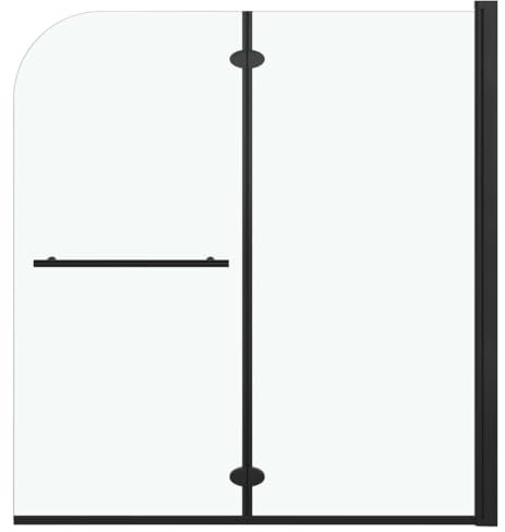 vidaXL Duschkabine Faltbar 2 Paneele Badewannenfaltwand Badewannenaufsatz Faltwand Duschabtrennung Duschwand Dusche ESG 120x140cm Schwarz