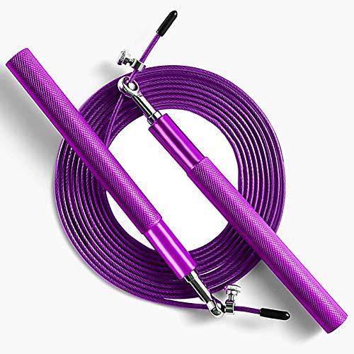 Violettes Speed-Springseil für Fitness, verstellbares Springseil, verhedderungsfrei, 360° drehbares Kugellager, Aluminium, Anti-Spring-Griff, Training, Sportübungen, geeignet für Kinder und