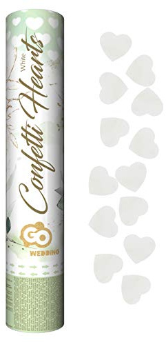 GoDan Confetti Cannon with Hearts Confetti, 30cm Tube of Paper Confetti, Confetti Shooter and Party Popper, Ideal for Wedding at Registry Office or Church, Birthday, Engagement, Anniversary