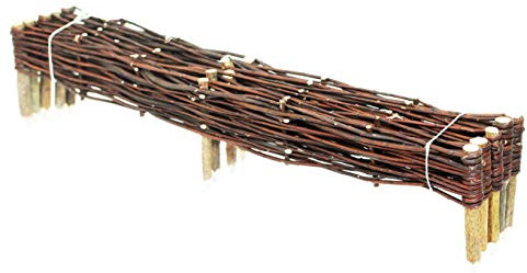 Beeteinfassung Weide 10er Set Weidenzaun Rasenkante Beetumrandung 100cm Steckzaun Zaun Naturzaun 20cm Höhe