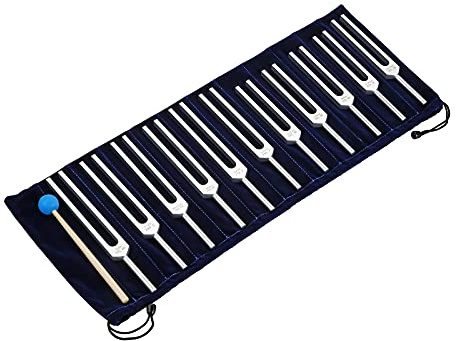 Stimmgabel Set 11 Stimmgabel mit Silikon Hammer Reinigungstuch und Tasche für Klangtherapie, DNA Perfekte Heilung, Musikinstrument, Balancing, Heiler Vibration | Für Meditation, Yoga, Klang, tiefe Entspannung, verbesserte Fokus