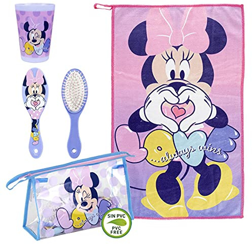 CERDÁ LIFE'S LITTLE MOMENTS - Minnie Mouse Kulturbeutel Kinder Mädchen Kulturtasche Set - Offizielle Disney Lizenz Rosa