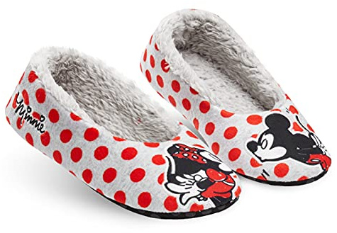 Disney Chaussons Femme Fantaisie, Pantoufles Femme Fourrure - Mickey Minnie (37, Gris Minnie, numeric_37)
