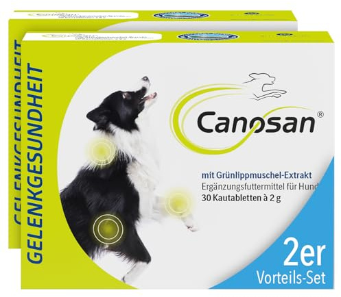 CANOSAN Compresse masticabili per cani, 2 x 30 pezzi, conchiglia verde | Gonex originale, per sostenere le articolazioni e la mobilità