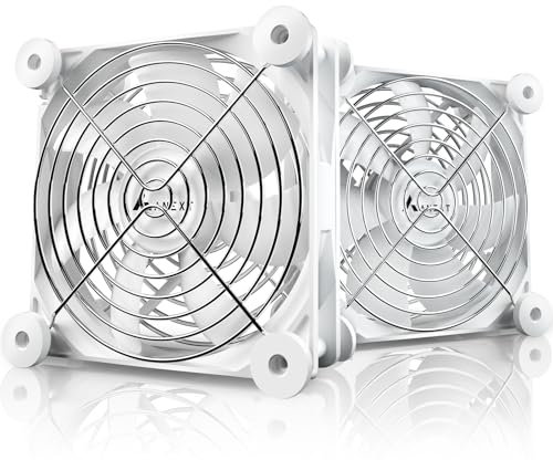 ANEXT, 120mm USB Computer Fan White, 120mm Fan, Silent Fan for Receiver DVR PlayStation Xbox Computer Cabinet Cooling, 2 in 1 Packs White
