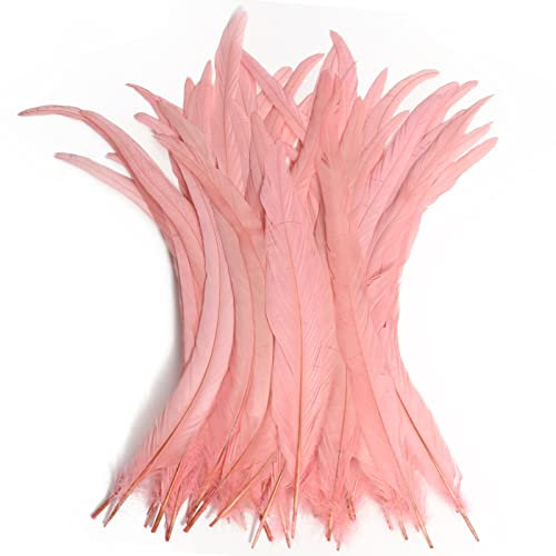 THARAHT Hahn-Schwanzfedern, Großpackung, natürlich, 40–45 cm, zum Basteln, Hochzeit, Fliegenbinden, Federn, Party-Aufführungen, DIY-Dekoration, Hahnschwanzfedern, Rosa, 20 Stück