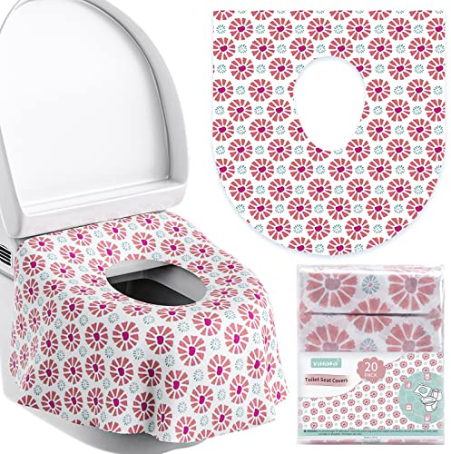 YIHATA 20Pcs Disposable Toilet Seat Covers for Kids and Adults, Toddlers Potty Training in Public Restrooms Travel Hotel Bathroom, Extra Large Size, Individually Wrapped, Waterproof Anti Slip