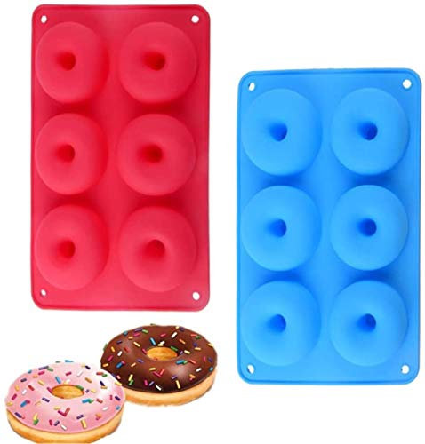 2 st Silikon Donutformar 6 Hålighet Non-stick Säker Silikon Donut Bakpanna Silikon Donut Mögel for Cake Biscuit Bagels Muffins