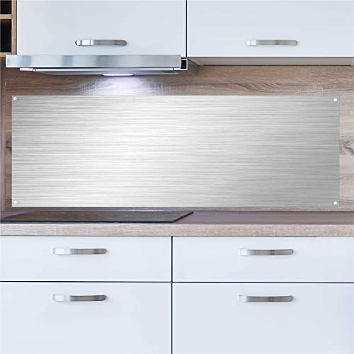 INDIGOS UG Pannello posteriore da cucina per specchio piastrellato – look acciaio inox – 130 x 50 cm – Pannello composito di alluminio resistente al calore – Pannello posteriore cucina moderno