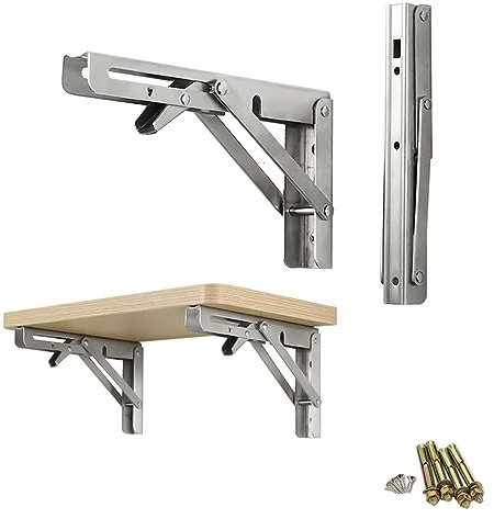 LAIDEPA 2-Teilige Klappbare Regalhalterungen - Hochleistungs-Metall-Klappregalhalterung Für Banktisch, Platzsparende DIY-Halterung,200mm