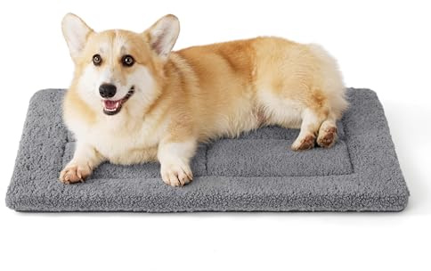 BEDSURE waschbar Hundematte Mittelgroße Hunde, 74x46cm, grau | Hundekissen mittelgroße Hunde mit hochdichter Schaumstofffüllung, Sherpa-Plüsch Hundematratze