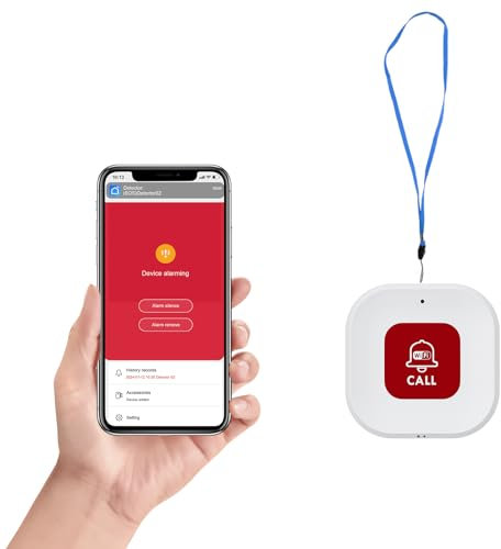 OOCOME Wifi Elderly Panic Call Button Alarm, Home Emergency Pager Alert System for Seniors/Patient/Handicapped/Kids, Smart SOS Wireless Caregiver Life Alert, APP Monitoring, No Monthly Fee