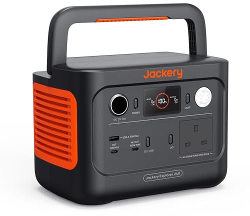 Jackery Explorer 240 v2 Portable Power Station 2024 New Version, 256Wh LiFePO4 Battery with 300W AC/100W USB-C Output, 1Hr Fast Charging, Versatile Scenarios-Outdoor/Camping/Fishing/Picnics