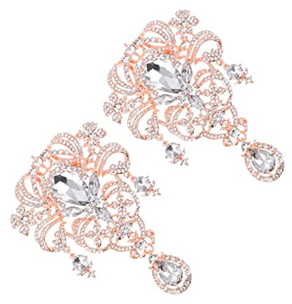 2 Stück Strass-Brosche, Brautsträuße for Hochzeit, Strass-Dekor, Damen-Schmuck, Strass-Emaille-Anstecknadel(Rose Gold)
