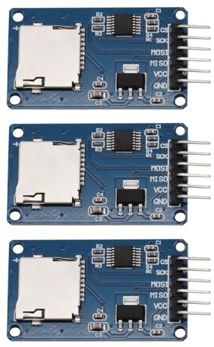 Heevhas Module de carte Micro SD 3,3 V 5 V avec interface SPI Module lecteur de carte mémoire Micro SD Module adaptateur de carte Micro SD avec puce de conversion de niveau (3 pièces)