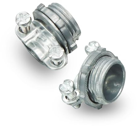 Evecad 1/2 Clamp Type Cable Connectors, Zinc Clamp Cable Connector Fittings for Metallic Conduit Protect Cables Electric Wires Electrical Box, 12PCS.