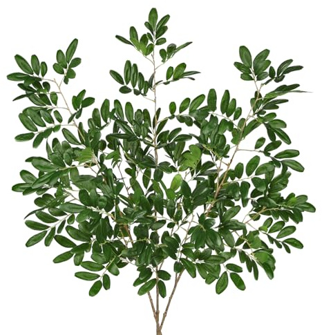Arborus 3pcs Artificial Leaves with Long Stems 37.8 Faux Green Leaf Spray Twigs for Vases Fake Senna Siamea Tree Branches Artificial Greenery Foliage for Home Spring Decorations Artificial Plant