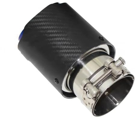 DZSJUNCHENSM Auto Auspuffrohr Auto Matte Carbon Auspuffanlage Schalldämpfer Rohrspitze Gerade Universal Edelstahl Blau Schalldämpfer Auspuffrohrspitze Endstück(77mm-114mm)