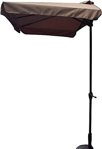 Ombrellone parasole da esterno con manovella per giardini e balconi, 230 cm x 130 cm, colore cachi, forma quadrata, tenda a baldacchino inclusa
