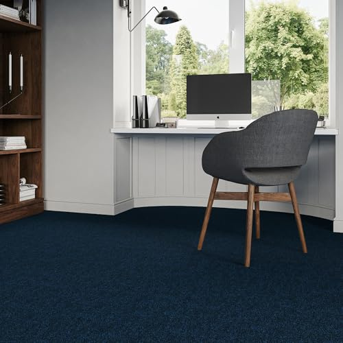 Steffensmeier Teppichfliese Richmond Paket | 5m² (20 Stück)| Büro | selbstlegend | Schlinge | Dunkelblau, Größe: 50x50cm