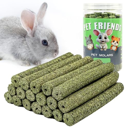 Jemmytu Kaninchen Spielzeug, Knabberstangen Kaninchen Heu, Hochwertiger Naturrasen, Leckerlis für Nager wie Meerschweinchen Hamster Hasen Chinchillas