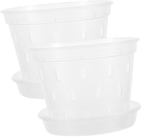 BESPORTBLE 2 Sets Flowerpot Container Clear Bark Vase Plant Pots Self Watering Pots Orchid Planting Pot Indoor Plant Pot Casserole Pot Orchid Potting Mix Nursery Pots Planter Pots Plastic