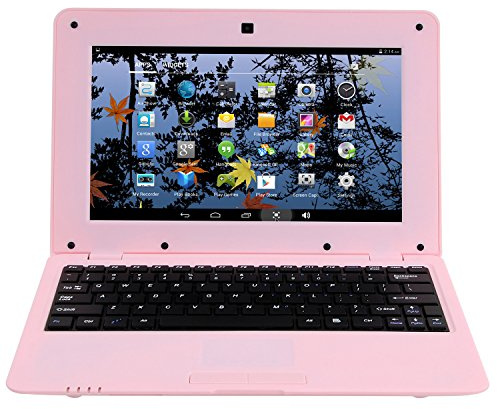 Goldengulf 2025 Version 10.1 Inch Portable 8GB Computer Laptop PC Quad Core Android 6.0 Mini Netbook Slim and Lightweight Notebook YouTube Player Flash (Pink)