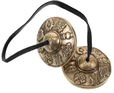 Gatuida Campanas Varios estilos Tingsha para Meditación de Latón y Terapia de Sonido, Par de Platillos Excelente Calidad Acústica y Diseño Detallado para Baños de Sonido