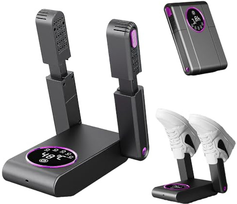 Schuhtrockner Antibakteriell, HOVCEH Schnell Fussballschuhe Trockner Elektrisch mit UV-Sterilisation & 360° Wärmezirkulation, konstante Temperatur Shoe Dryer für Regenschuhe, Skistiefel, Handschuhe