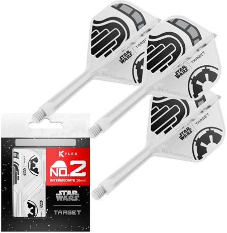 Target Darts Star Wars Storm Trooper-K-Flex mit integriertem Flight und Schaft | Storm Trooper-Pack mit 3 K-Flex No. 2 und No. 6 | Short, Intermediate und Medium | Disney K-Flex-Zubehör