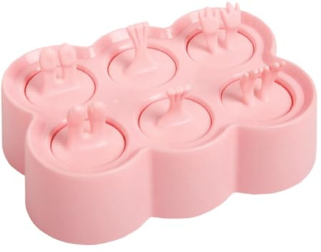 DIYEAH Molde de Silicona para Paletas de Hielo DIY con Diseño Animal Creativo Reutilizable y Resistente al Frío Color Rosa Fácil de Desmoldar para Helados Caseros