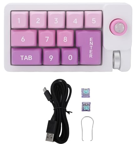 WOHPNLE Tastierino numerico meccanico cablato, tastierino numerico sostituibile a caldo di tipo C con retroilluminazione a LED 12 RGB, tastiera numerica per laptop, lavoro, giochi per PC (viola)
