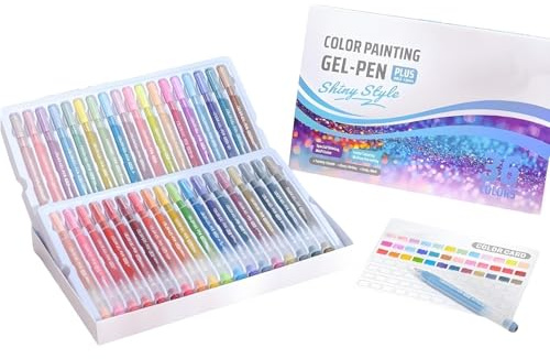 Langou 3D-gelpennor for akrylmålning, 2026 nya glittergelpennor for vuxenmålning, flerfärgad 3D-akrylgelpenna, teckning, gör-det-själv-projekt(36pcs)