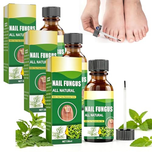 Set 3 Siero Riparatore Unghie con Olio di Tea Tree, Trattamento Naturale per Funghi e Onicomicosi, Soluzione Nutriente per Unghie Ingiallite e Fragili - 90ml