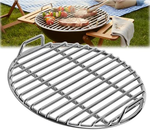 Générique Grille Ronde Acier INOX pour Barbecue Boule & Charbon, Fil Épais Poignées Doubles, Grille de Remplacement Robuste, Chaleur Uniforme, Lavable, Accessoire BBQ Portable Ø35/40cm (40cm)