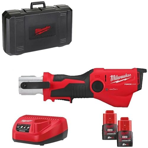 Maq Presión M12 c/ 2 bat 2,0 Ah, cargador, 3 Tenazas tipo M da 15,22 28 mm