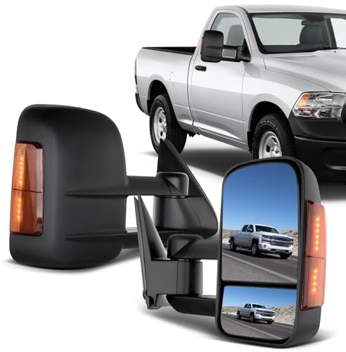 ECCPP Towing Mirrors Pair Set Replacement fit for 2003-06 for Chevy Silverado 1500 2500 HD 3500 Suburban 1500 2500 Tahoe for GMC Sierra Yukon Power Heated Signal Black Manual Telescoping Tow Mirrors