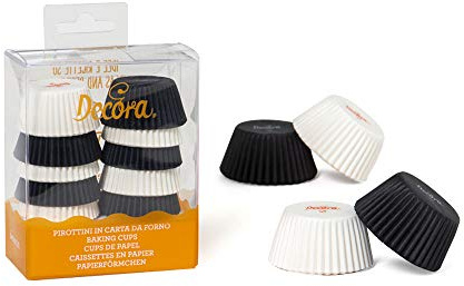 Decora bakformar av papper, ugn, mini, vit och svart, 200 stycken, 32 x 22 mm
