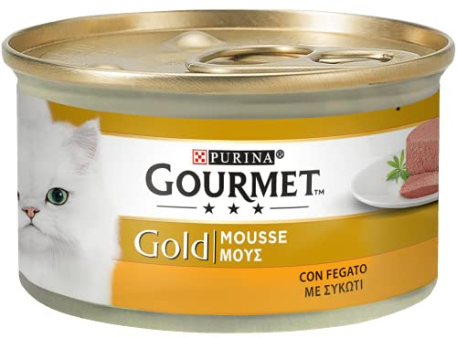 GOURMET Gold Fuktig kattmat, vuxen katt, mousse med lever. 24 burkar 85 g