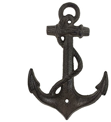 zeitzone Garderobenhaken Anker Doppel-Haken Gusseisen Antik-Braun Maritim 17cm