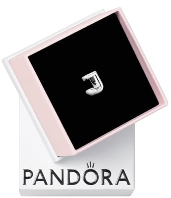 PANDORA Moments Buchstabe J - wendbares Alphabet-Charm aus Sterling-Silber mit geprägten Herzen und Perlen an der Rückseite - kompatibel mit Armbändern Moments Kollektion
