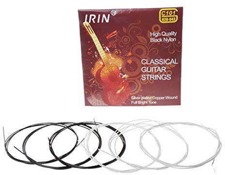 JOYKK 6Pieces / Set C101 Klassische Gitarrensaiten Black Nylon Fiber Silver Plated String - Schwarz, Silber