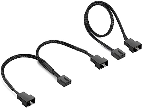 POPPSTAR 4-Pin Lüfter Kabel Set (15cm Y-Kabel (1x Buchse auf 2x Stecker) + 30cm Verlängerungskabel), zum Anschluss von Prozessor- und Gehäuselüfter an Mainboard