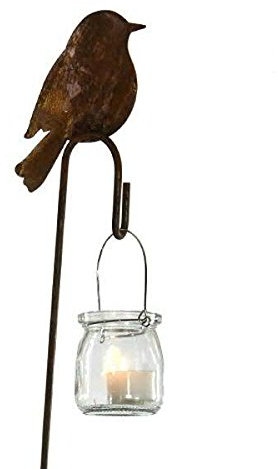 Statuetta di animale – spina in ruggine/figura di animale – Grande scelta – Statuetta da giardino in metallo – Decorazione da giardino (Uccello con gancio – Altezza 14 cm)