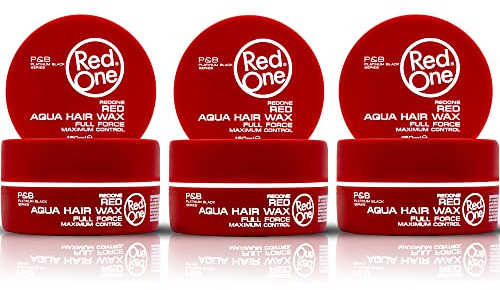RedOne Aqua Hair Wax Red 3x150 ml Pack | Strong Hold & Ultra Shine Hair Gel Wax | Strawberry Scent | Edge Control & Maximum Control | Barber Quality Hair Styling Wax for Men & Women | 3 Pack